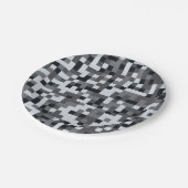 ピクセル化されたビデオゲームの黒と灰色の誕生日パーティー ペーパープレート (アングル)