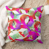 ピクセル化されたピンクと白から緑の六角形 クッション (ブランケット)