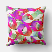 ピクセル化されたピンクと白から緑の六角形 クッション (裏面)