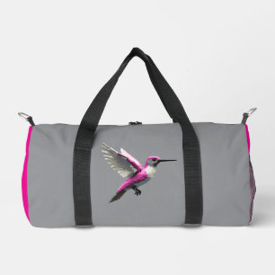 ピクセル化されたピンクハミングバード – ダッフルバッグ