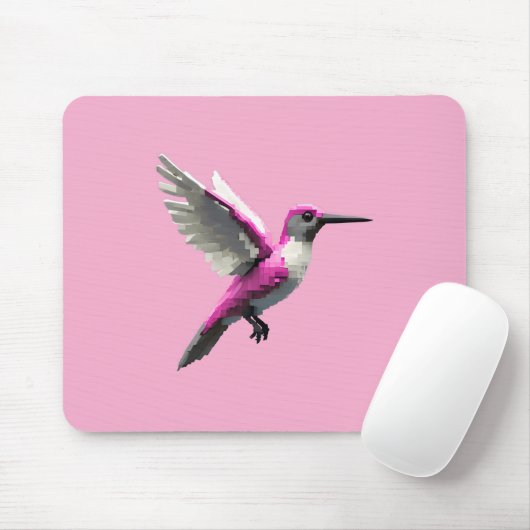 ピクセル化されたピンクハミングバード –  マウスパッド (マウス)