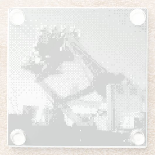 ピクセル化されたフェアライドグラスコースター ガラスコースター (裏面)