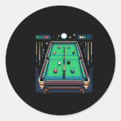 ピクセル化されたポット 8ビット ビリヤード ラウンドシール (正面)