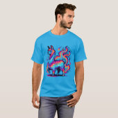 ピクセル化されたラマの炎 Tシャツ (正面フル)