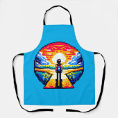 ピクセル化された人生の十字路 – 8ビットの決定パス エプロン (正面)