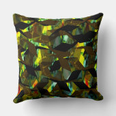 ピクセル化された抽象芸術の黒い六角形 クッション (裏面)