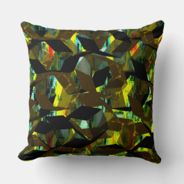 ピクセル化された抽象芸術の黒い六角形 クッション