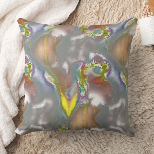 ピクセル化された抽象芸術スケッチが染色されたグレーに浸された クッション (ブランケット)