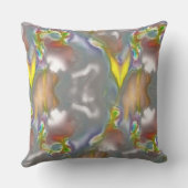 ピクセル化された抽象芸術スケッチが染色されたグレーに浸された クッション (裏面)