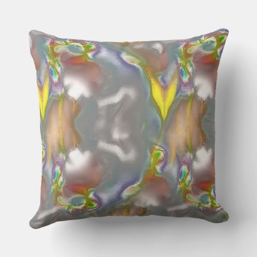 ピクセル化された抽象芸術スケッチが染色されたグレーに浸された クッション (裏面)