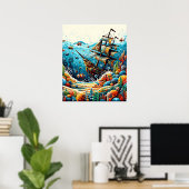 ピクセル化された海 ポスター (ホームオフィス)