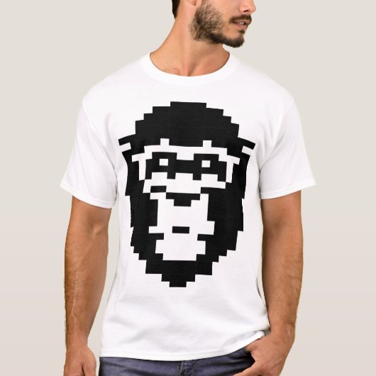 ピクセル化された猿の顔デザイン Tシャツ (正面)