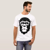 ピクセル化された猿の顔デザイン Tシャツ (正面フル)