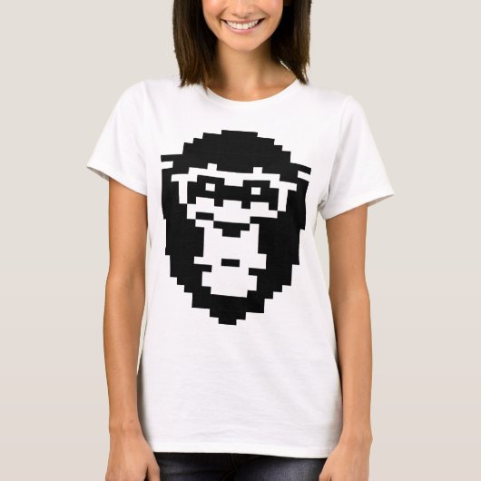ピクセル化された猿の顔デザイン Tシャツ (正面)