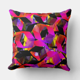 ピクセル化された画像の黒とピンクの六角形 クッション