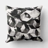 ピクセル化された白黒の六角形 クッション (裏面)