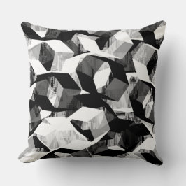ピクセル化された白黒の六角形 クッション