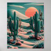 ピクセル化された砂漠オアシス ポスター (正面)