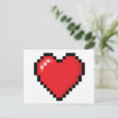 ピクセル化された赤いビデオゲームハート ポストカード (スタンド正面)