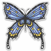 ピクセル化された青い蝶 シール (正面)