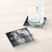 ピクセル化された鶏 ガラスコースター (アングル)