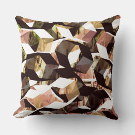 ピクセル化された黒と白から茶色の六角形 クッション