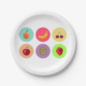 ピクセル化した果実 ペーパープレート (正面)