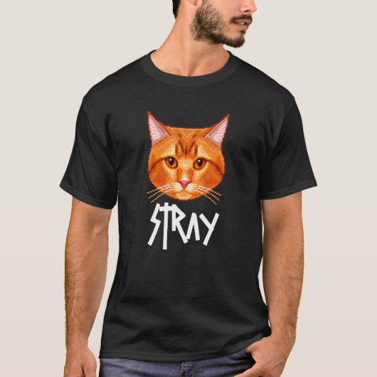 ピクセル化した野良猫 Tシャツ (正面)