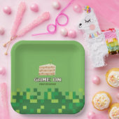 ピクセル化ゲームオン子供の誕生日招待状 ペーパープレート (パーティー)