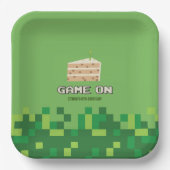 ピクセル化ゲームオン子供の誕生日招待状 ペーパープレート (正面)