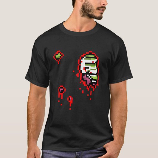 ピクセル化ゾンビ粉砕された体ハロウィーンの衣装 Tシャツ (正面)