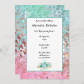 ピクセル化ドリームフローラ誕生日 招待状 (正面/裏面)