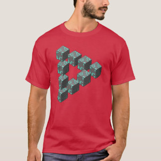 ピクセル化ブロック 不可能ペンローズトライアングル シェルド Tシャツ