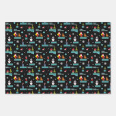 ピクセル化メリークリスマスパターン – レトロデザイン ラッピングペーパーシート (正面)