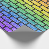 ピクセル化8ビットビデオゲームのルックレインボースペクトル ラッピングペーパー (角)