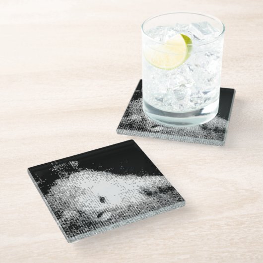 ピクセル子猫ガラスのコースター ガラスコースター (アングル)