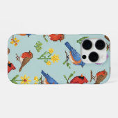 ピクセル小鳥と花 iPhoneケース (裏面横)
