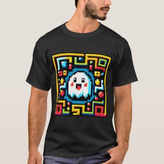ピクセル幽霊迷路 – レトロアーケードインスパイアゲーム Tシャツ