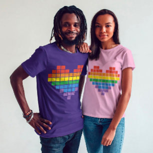 ピクセル愛:プライド祝のLGBTQIA+ Tシャツ