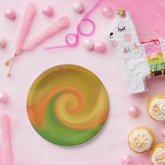 ピクセル抽象芸術秋の渦巻き ペーパープレート (パーティー)