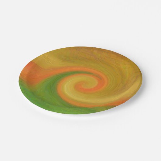 ピクセル抽象芸術秋の渦巻き ペーパープレート (アングル)