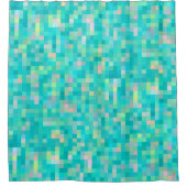 ピクセル数々のアートカラーパターン シャワーカーテン (正面)