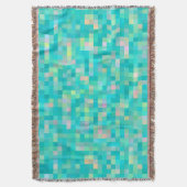 ピクセル数々のアートカラーパターン スローブランケット (正面縦)