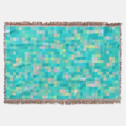 ピクセル数々のアートカラーパターン スローブランケット (正面)