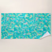 ピクセル数々のアートカラーパターン ビーチタオル (正面)