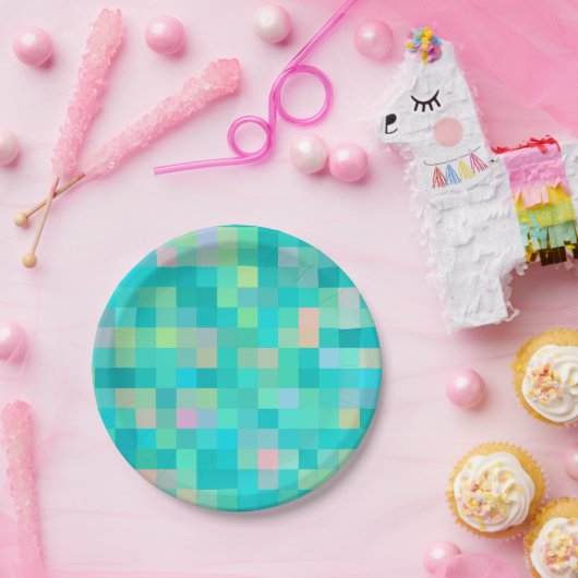 ピクセル数々のアートカラーパターン ペーパープレート (パーティー)