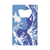 ピクセル津波青8ビットピクセルアート クレジットカード栓抜き (裏面)