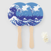 ピクセル津波青8ビットピクセルアート ハンドファン (正面&裏面)