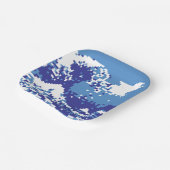 ピクセル津波青8ビットピクセルアート ペーパープレート (傾斜あり)