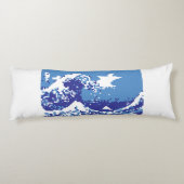 ピクセル津波青8ビットピクセルアート ボディピロー (裏面)